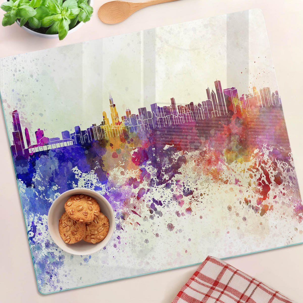 GLASPLATTE 60x52 cm Chicago - Multicolor, Glas (60/0.4/52cm) - TULUP