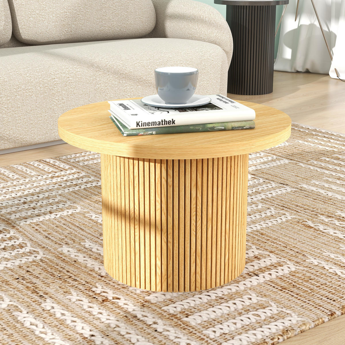 COUCHTISCH 90/90/40 cm Natur mit MDF Holz und Gummiholzkonstruktion - Naturfarben, Holz (60/60/40cm) - OKWISH