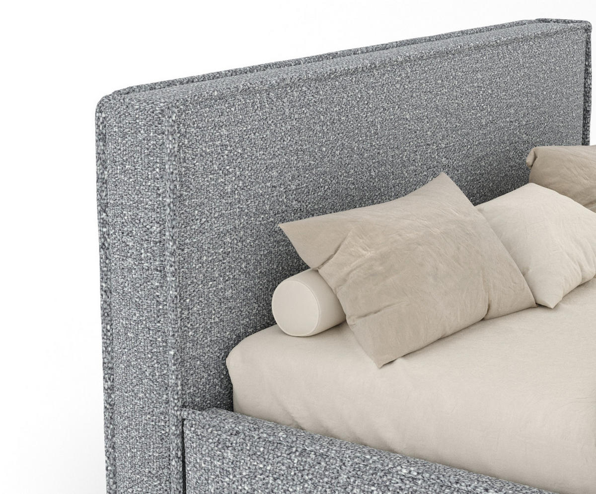 POLSTERBETT Lounge Grau 120/200 cm im Plüschstoff - Naturfarben/Grau, Holz/Holzwerkstoff (120/200cm) - Maison de Reve