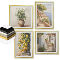 WANDBILDER 4er Set - 50x50 cm & 40x60 cm Goldrahmen - Blumen in einer Vase, ein Meer aus Zitronen - Goldfarben, Kunststoff (50/50cm) - ArtPrintCave