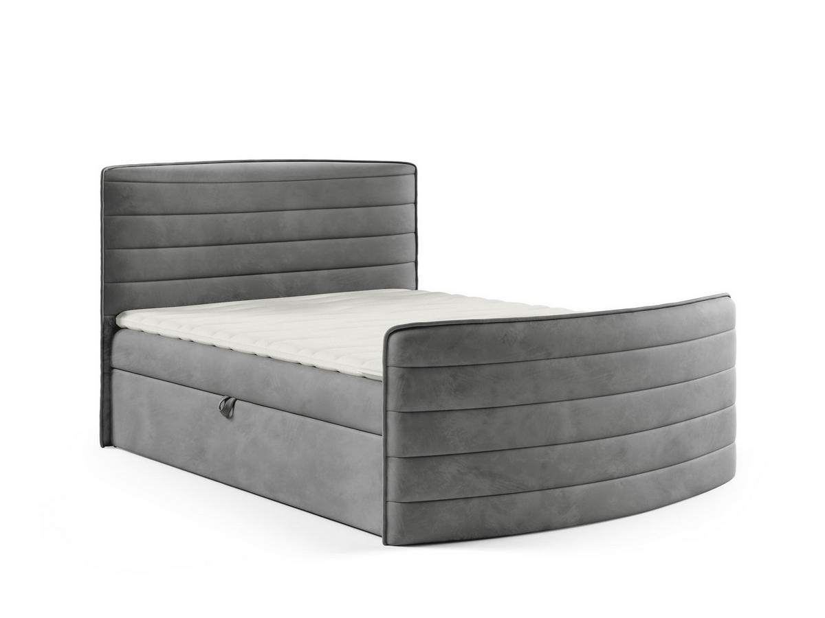 BOXBETT Ambra In Elisa Velvet - Schieferfarben, Holzwerkstoff/Textil (140/200cm) - Fun Möbel