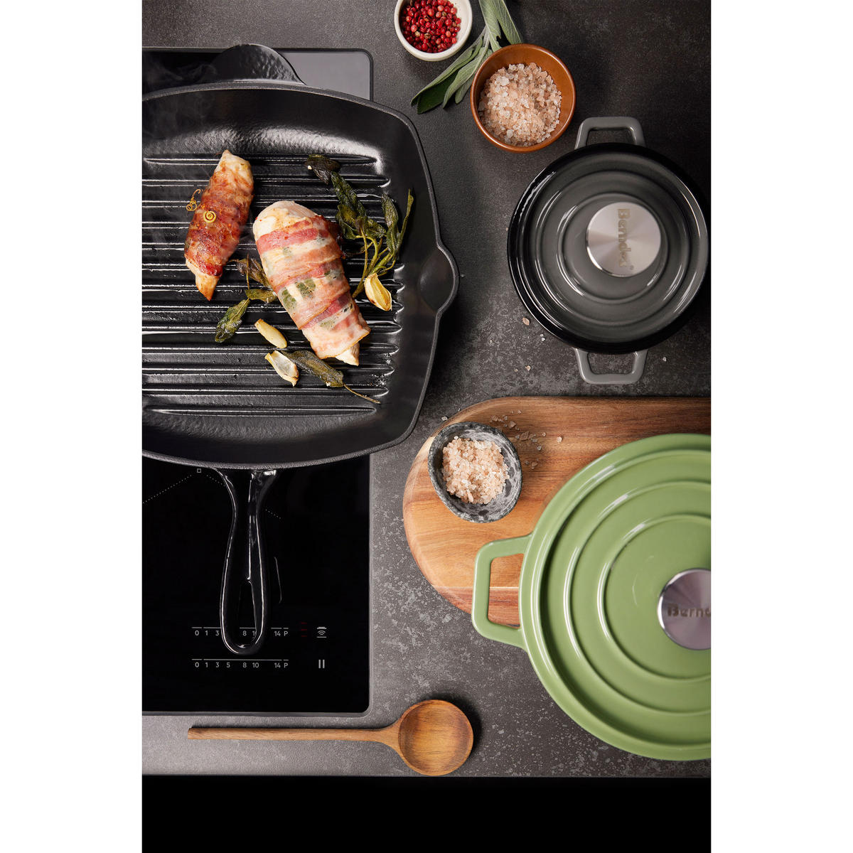 SCHMORTOPF b.iron, Gusseisen, Schwarz / Grau, Ø 14 cm - Schwarz, Metall (18.2/16.2/10.3cm) - Berndes