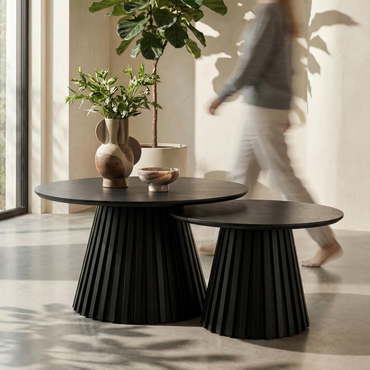 COUCHTISCH rund Schwarz 60/60/40 cm - Schwarz, Holzwerkstoff (60/60/40cm) - Furnhouse