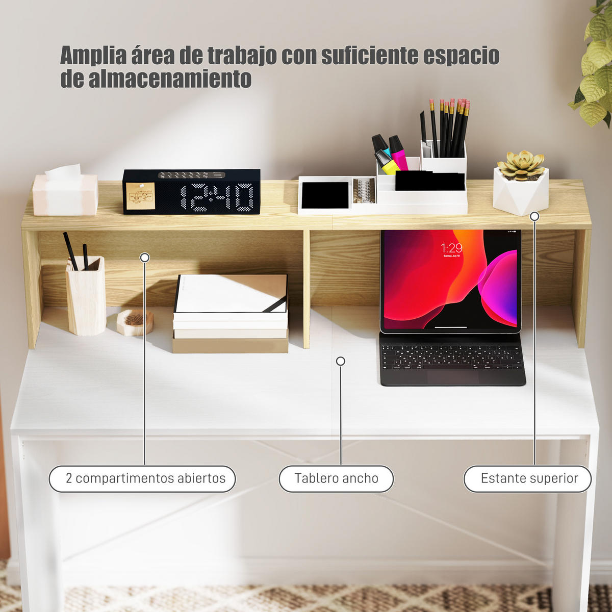 BÜROTISCH Weiß und Naturholz 1 Stück - Multicolor, Holzwerkstoff (80/40/102.6cm) - GiPP
