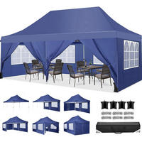 FALTPAVILLON 3x6m Marineblau Wasserdicht Stabil mit Seitenwänden - Dunkelblau, Textil (299.7/294.6/599.4cm)