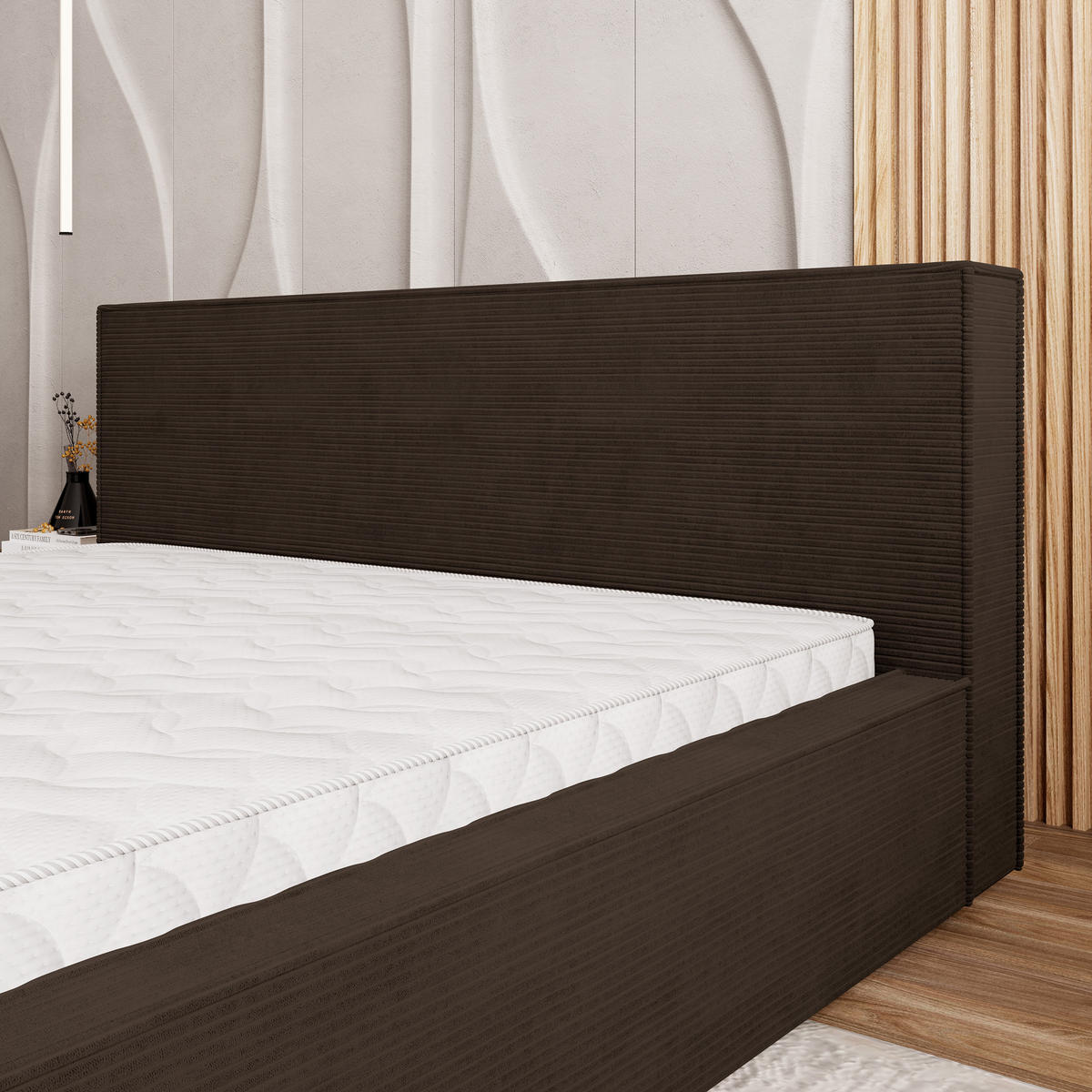 POLSTERBETT CELORA 140x200 cm mit Bettkästen - Braun - Braun, Holz (140/200cm) - MASSENO