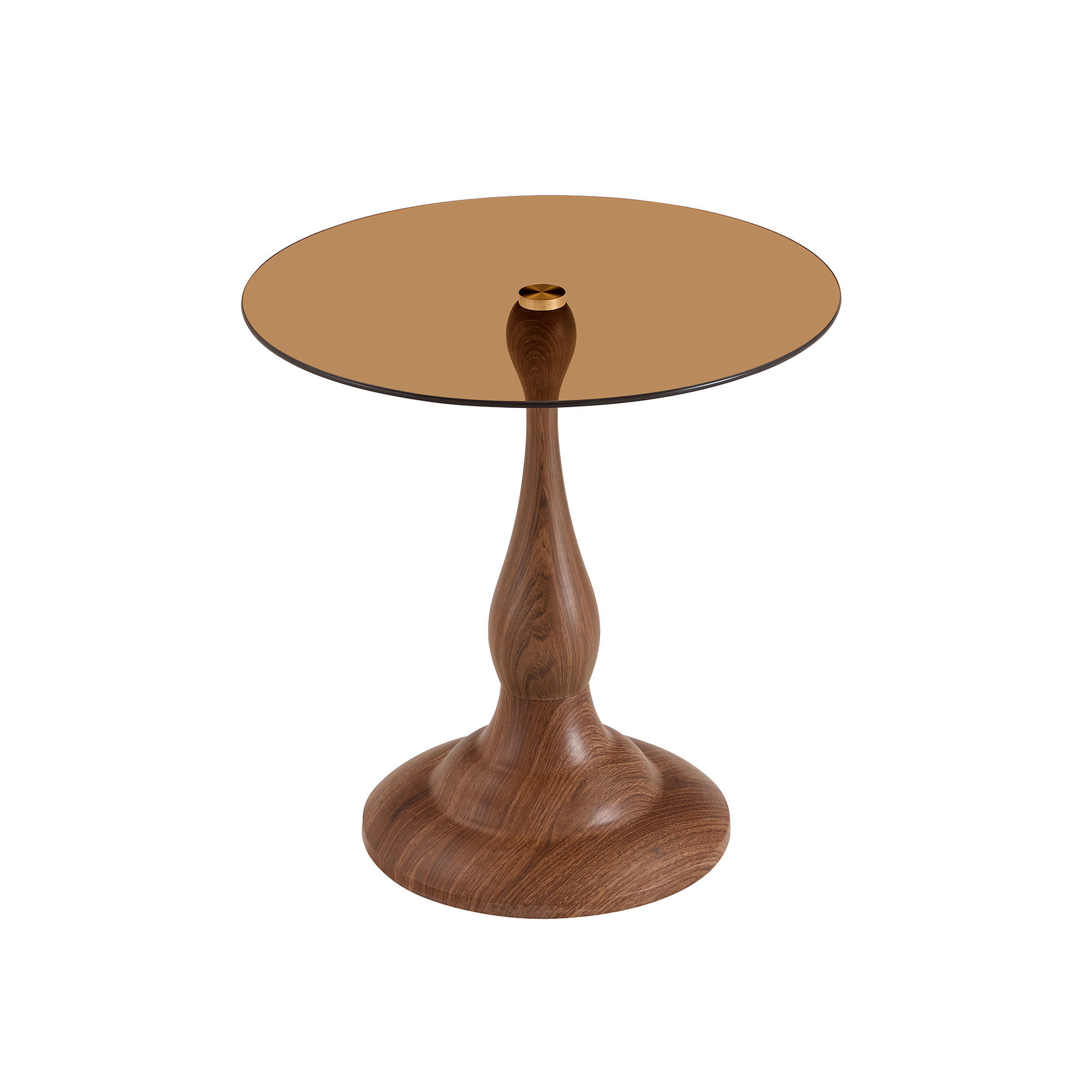 BEISTELLTISCH DE-37360 rund mit Glasplatte und geschwungenem Sockel Braun - Braun, Metall (50/50/51.5cm) - ComfortXL