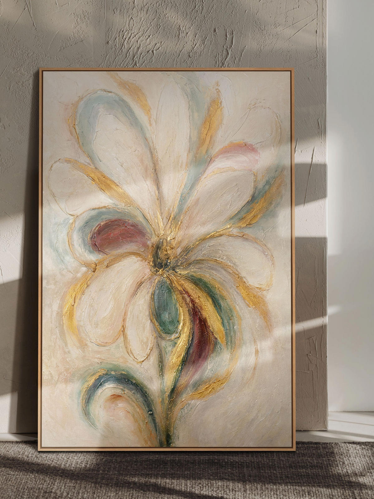 GEMÄLDE Blumige Energie Schattenfugenrahmen Eichefarben 120x80 cm - Eichefarben, Holz (120/80cm) - YS-art gallery