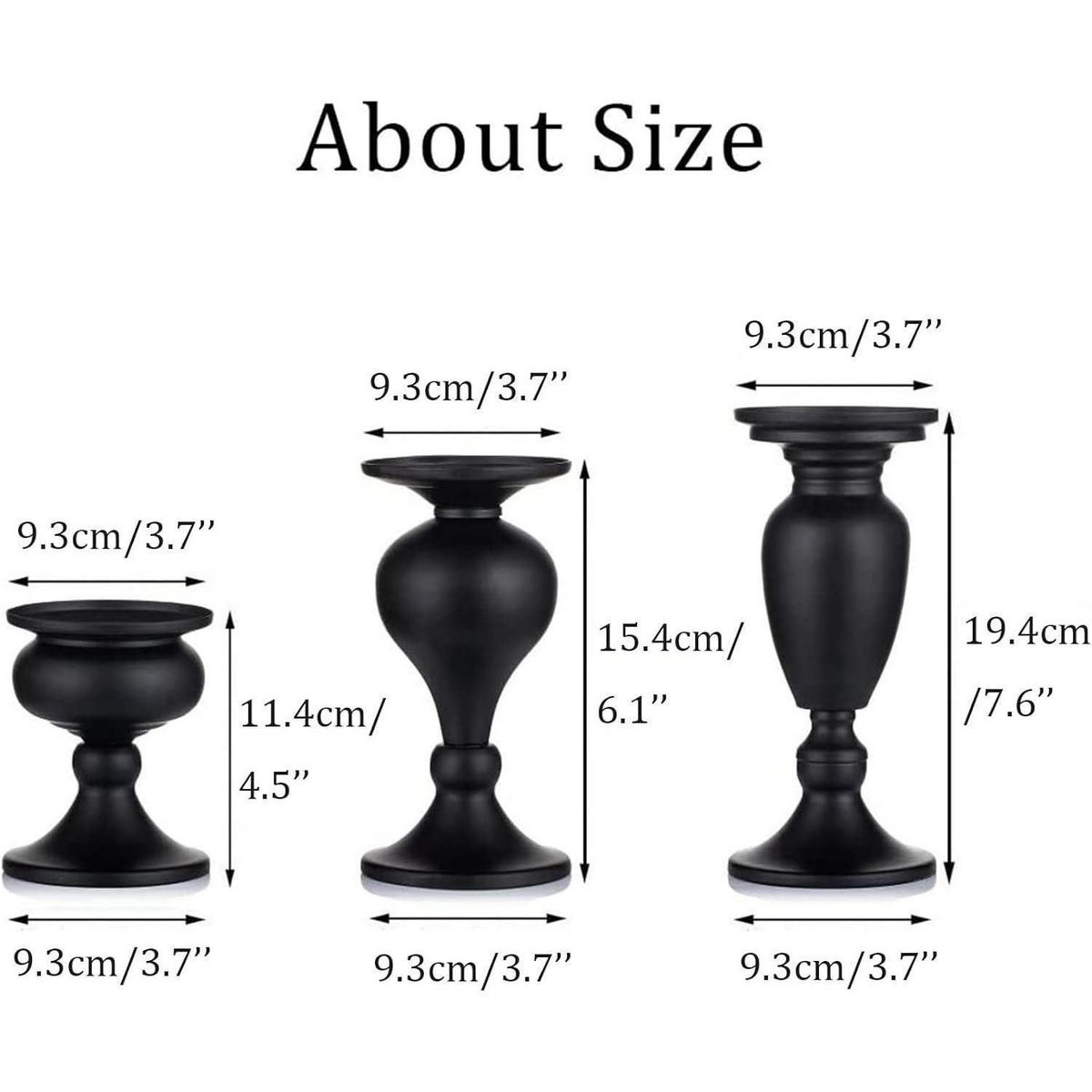 KERZENSTÄNDER 3er Set Schwarz Metall Vintage - Schwarz, Metall (9.3/9.3/19.4cm)