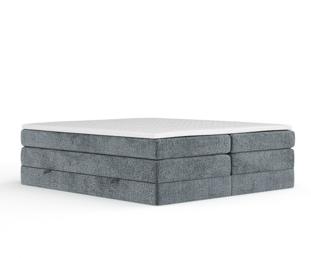 BOXSPRINGBETT Juniper Blau Grau 140/200 cm - Blaugrau/Schwarz, Holz/Holzwerkstoff (140/200cm) - Maison de Reve