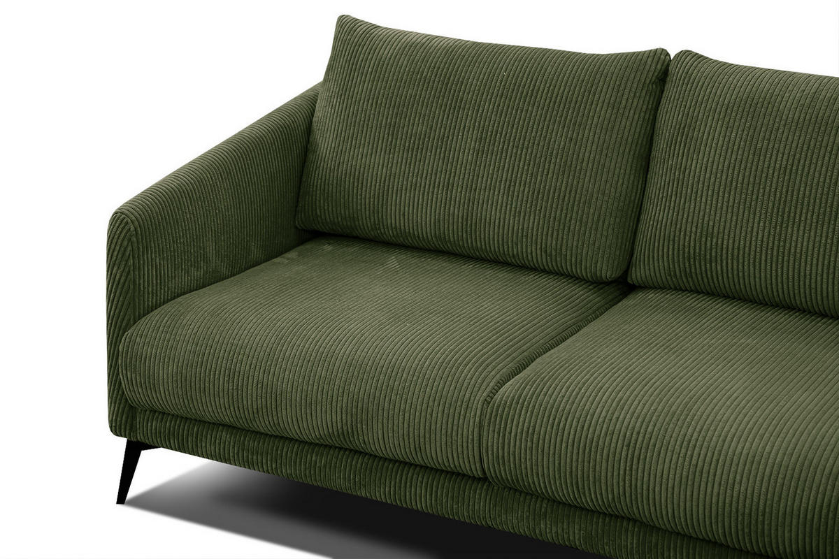 SOFA VILT 3-Sitzer, olivgrün - Schwarz/Olivgrün, Holzwerkstoff/Kunststoff (202/89/94cm) - Courtois Laville