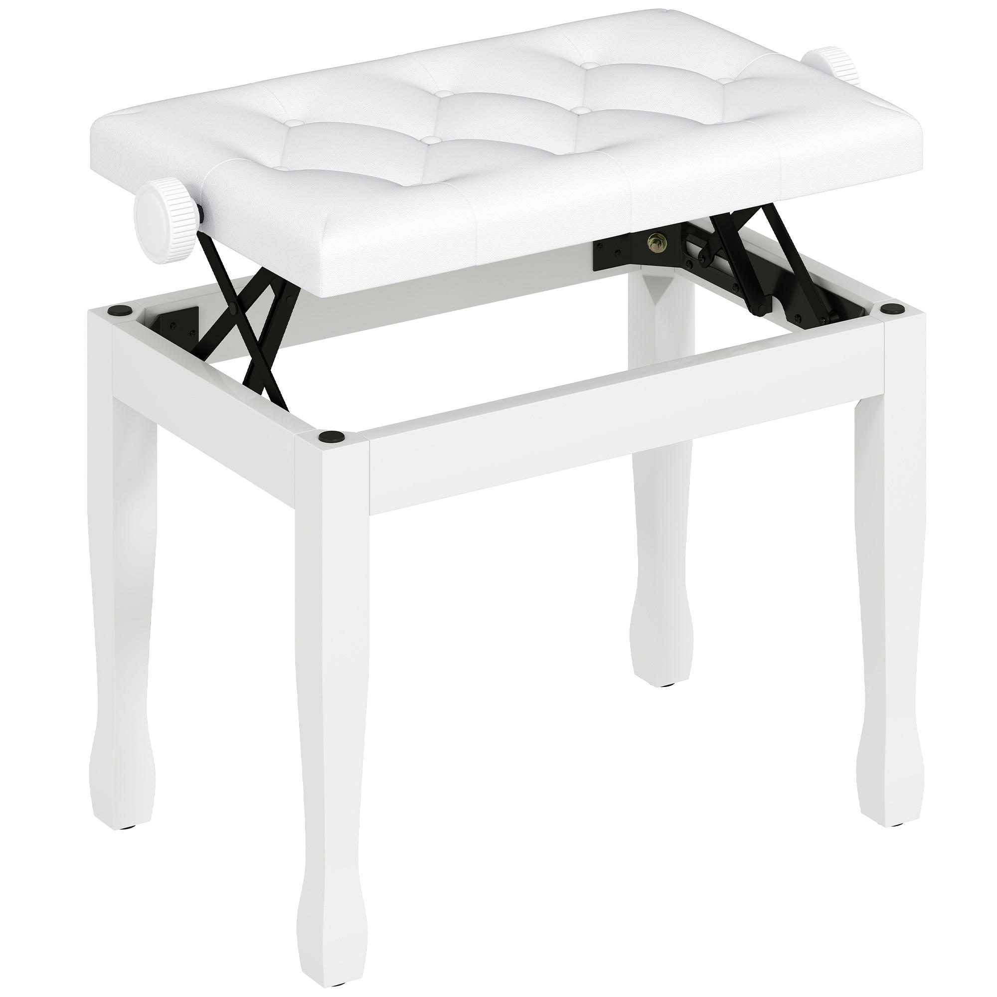 KLAVIERHOCKER DE-07223 höhenverstellbar mit Kunstleder Weiß - Weiß, Holz (35/55/64cm) - ComfortXL