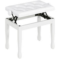 KLAVIERHOCKER DE-07223 höhenverstellbar mit Kunstleder Weiß - Weiß, Holz (35/55/64cm) - ComfortXL