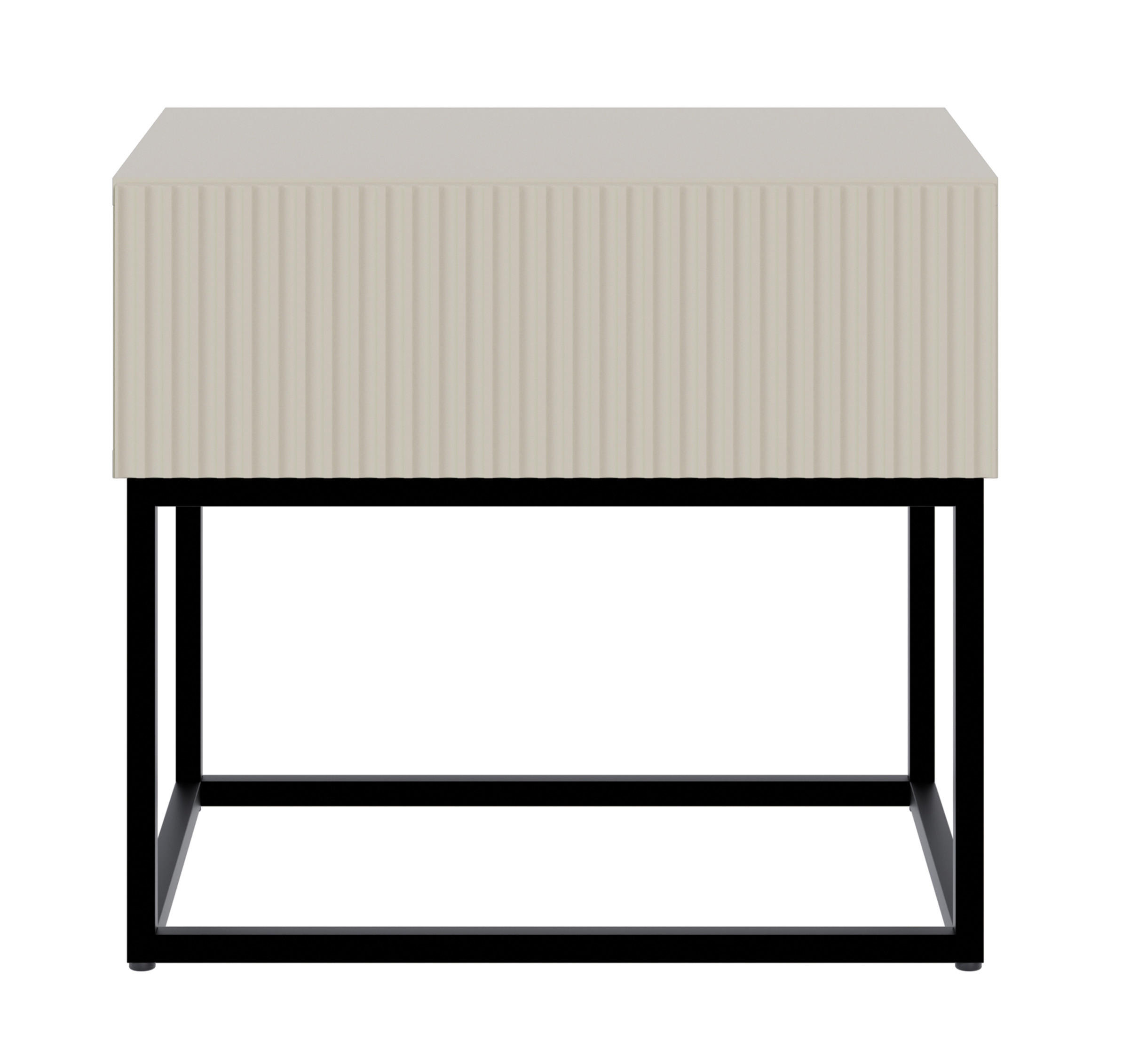 NACHTSCHRANK Veldio Graubeige mit schwarzen Beinen 50 cm - Greige/Schwarz, Holzwerkstoff/Metall (50/44/35.6cm) - Selsey