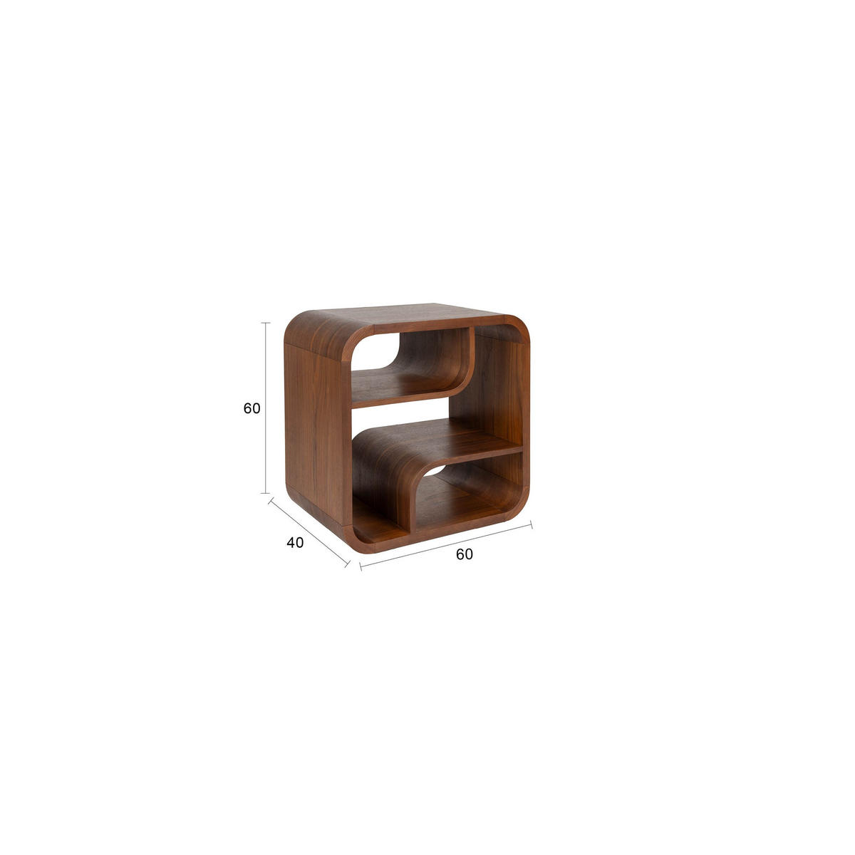 NACHTTISCH Seven Holz Dunkelbraun - Braun, Holzwerkstoff (60/60/40cm) - Zuiver
