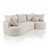 SOFA Tirano Bouclé Creme mit Ottomane rechts - Creme, Textil (300/102cm) - Juskys