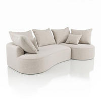SOFA Tirano Bouclé Creme mit Ottomane rechts - Creme, Textil (300/102cm) - Juskys