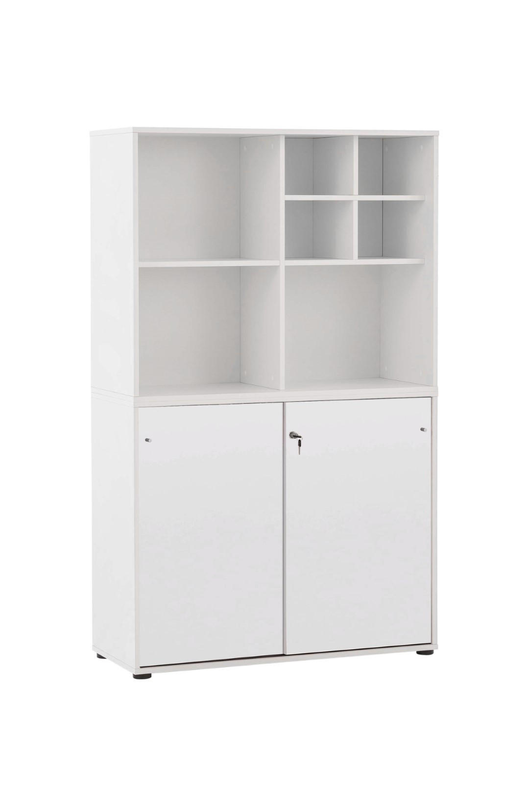 AKTENREGAL Pigeon Set AKTENSCHRANK & REGALKREUZ Breite 100 cm Weiß - Weiß, Holz (100/166/41cm) - PROREGAL