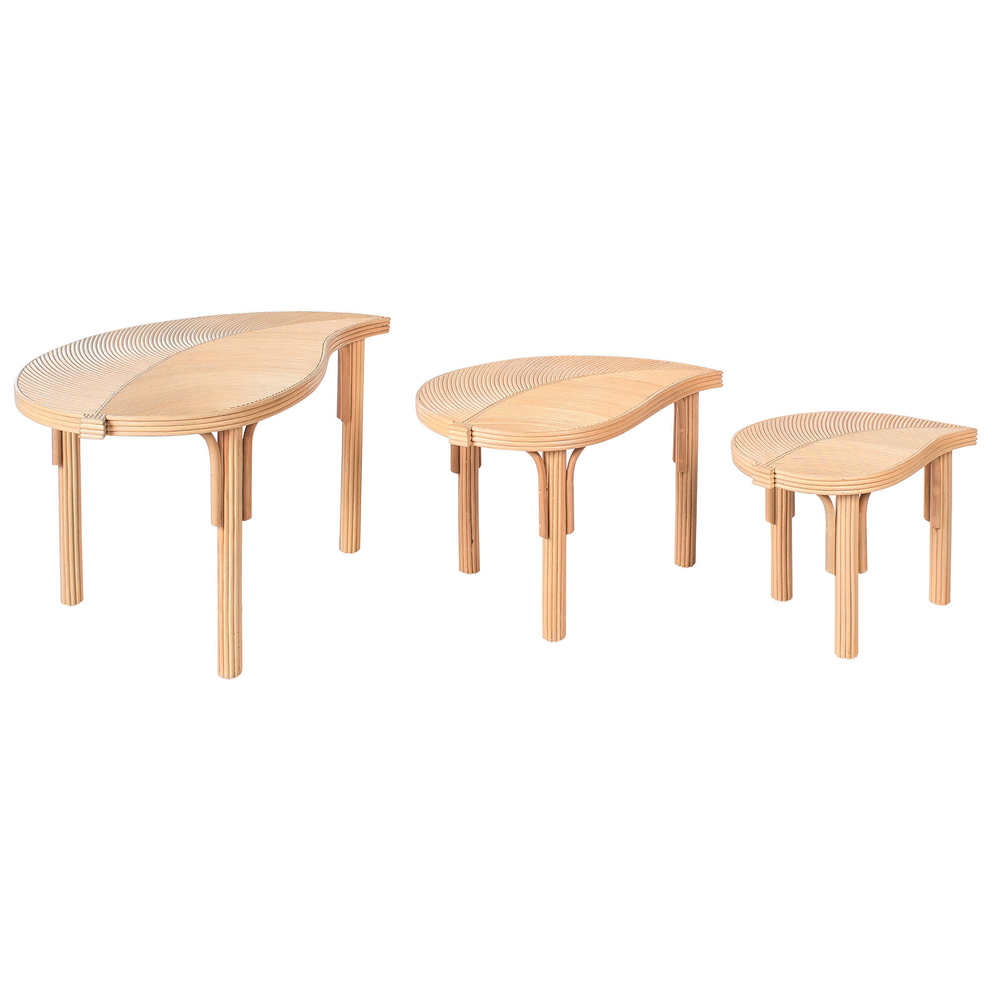 COUCHTISCH 3er-Set PARALIA Rattan Naturfarben - Naturfarben, Naturmaterialien (48/70/44cm) - Beliani