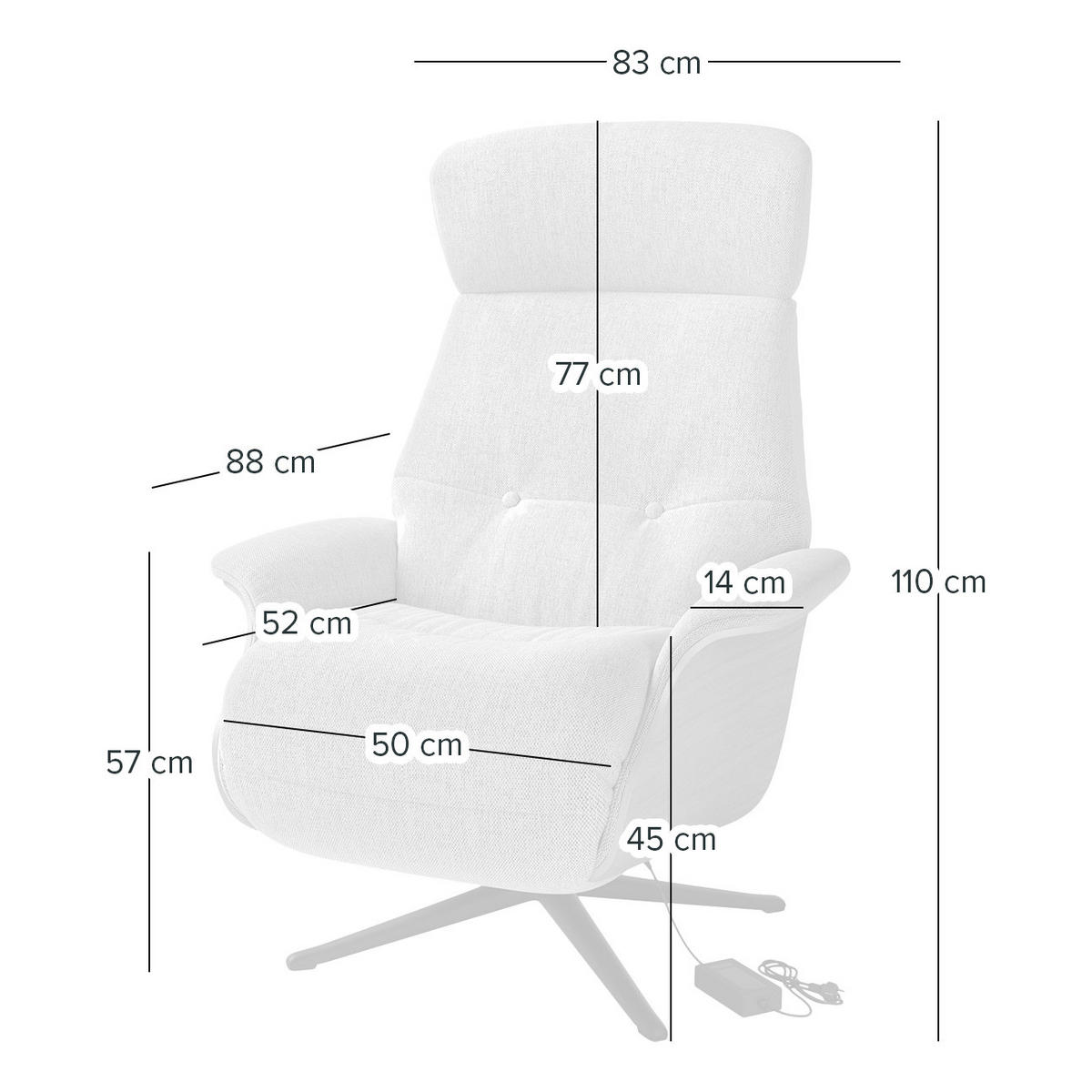 SESSEL - elektrisch verstellbar - Schwarz, Leder/Metall (83/110/88cm) - home24