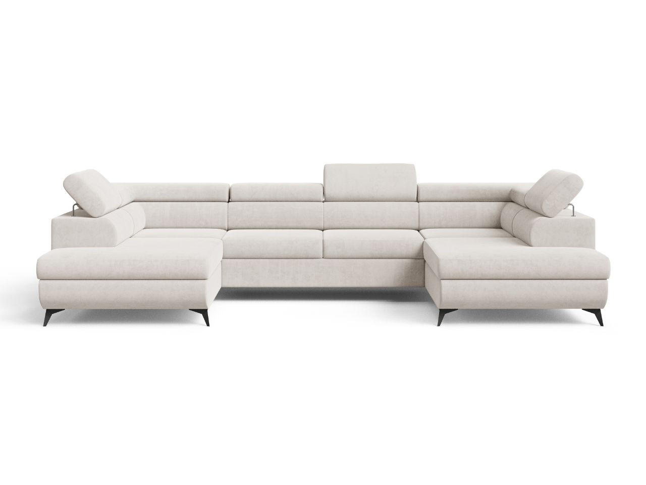 ECKSOFA U Argon Ecru - Ecru/Schwarz, Holz/Textil (322/190cm) - Graingold