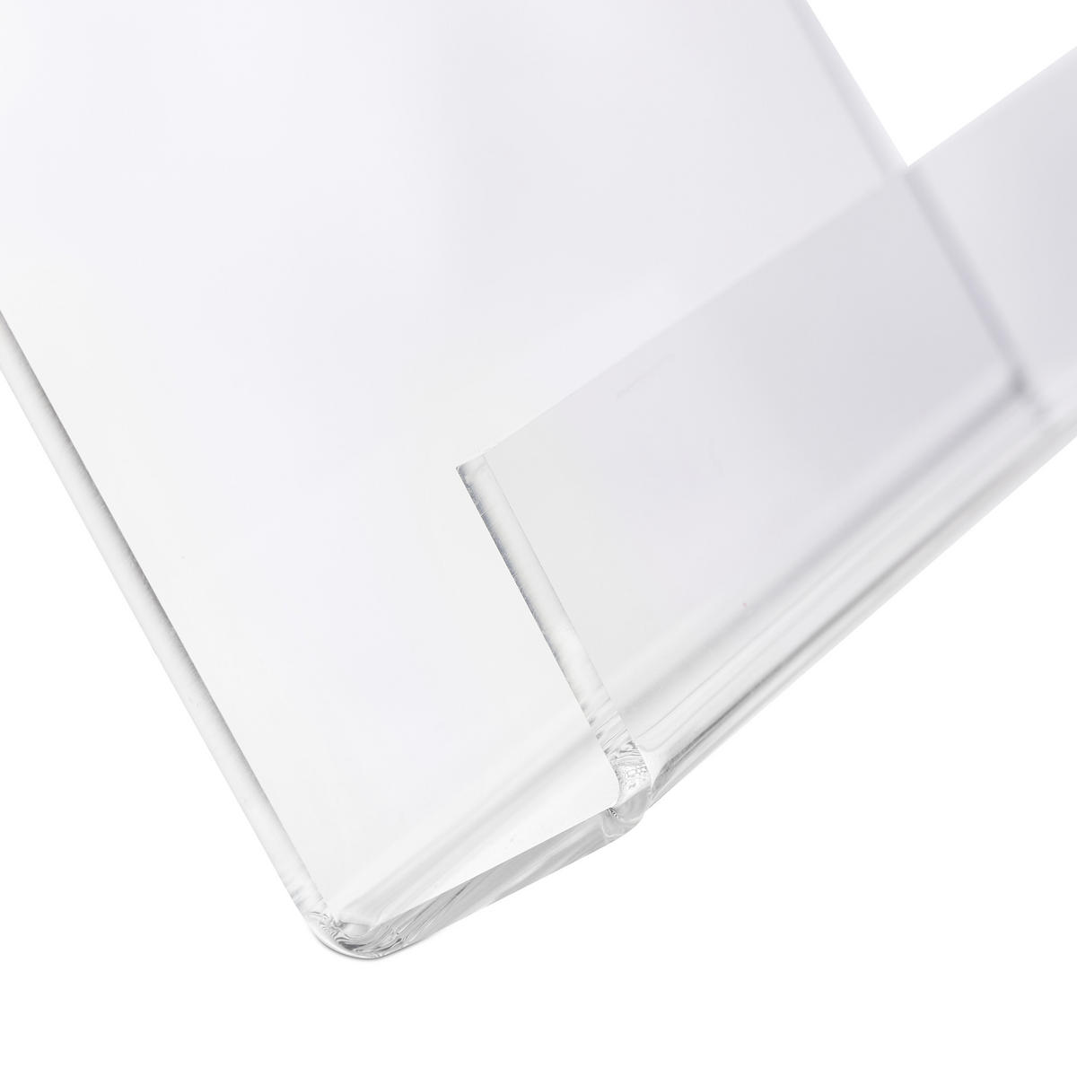 STOJAN na knihy A4 - priehľadné, plast (21/24/19cm) - Relaxdays