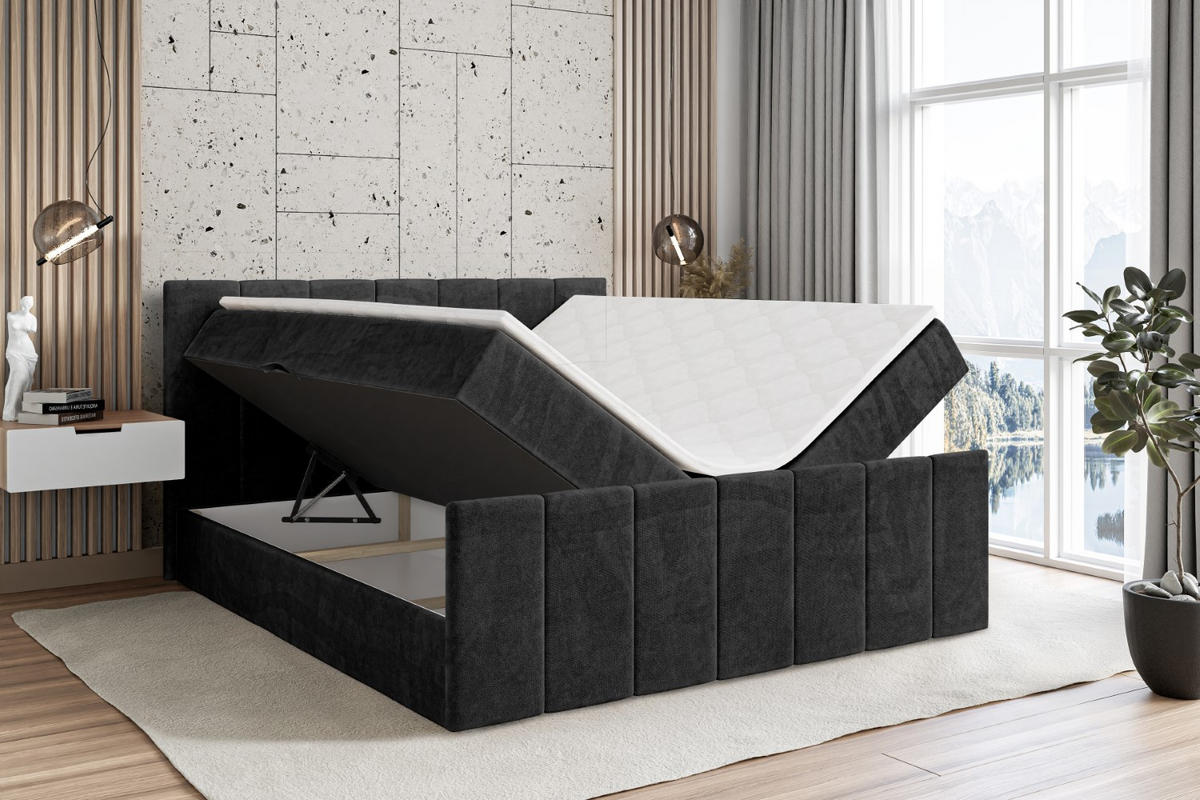 BOXBETT MOETI-Z - 180x200 cm - H4 - Schwarz - Schwarz, Holzwerkstoff (180/200cm) - ALTDECOR