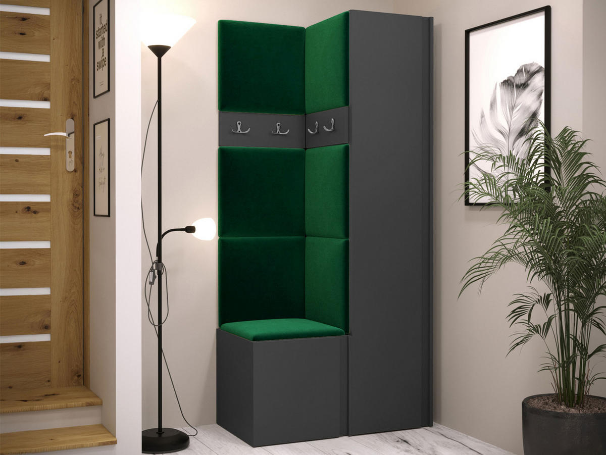 GARDEROBEN-SET Orion XXIV - Graphitfarben/Grün, Holzwerkstoff/Kunststoff (82/186/46cm) - MIRJAN24