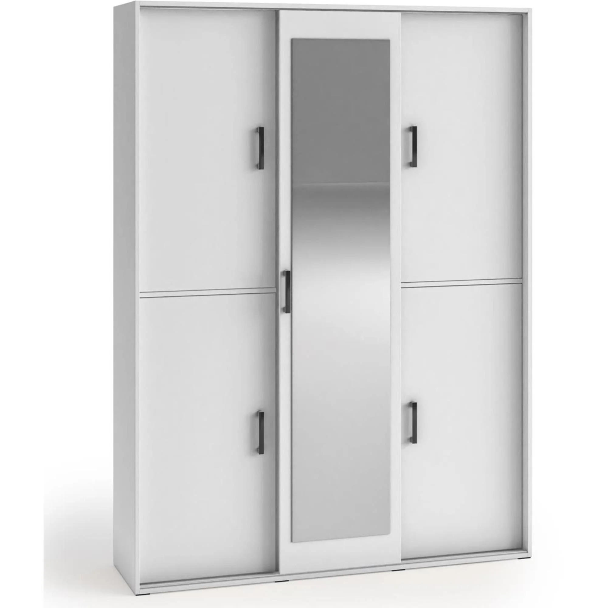 Beautysofa Schwebetürenschrank Weiß 150x205x40 cm