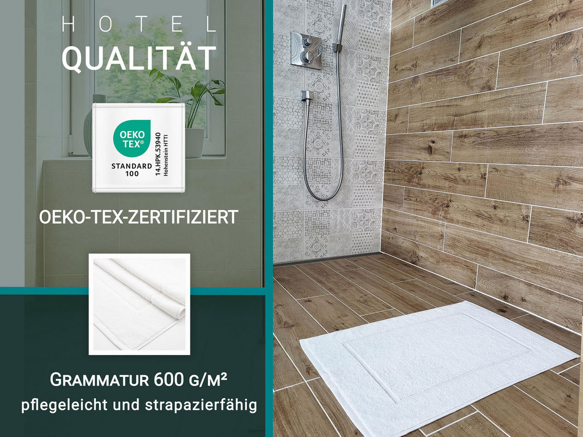 BADEMATTE, 2er-Set, 50x70 cm, 100% Baumwolle, Weiß - Weiß, Textil (50/70cm) - Zollner