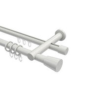RUNDROHR-INNENLAUF-GARDINENSTANGEN-SET Platon Sitra 200 cm, 2-läufig, 20 mm Ø Weiß - Weiß, Metall (200cm) - INTERDECO