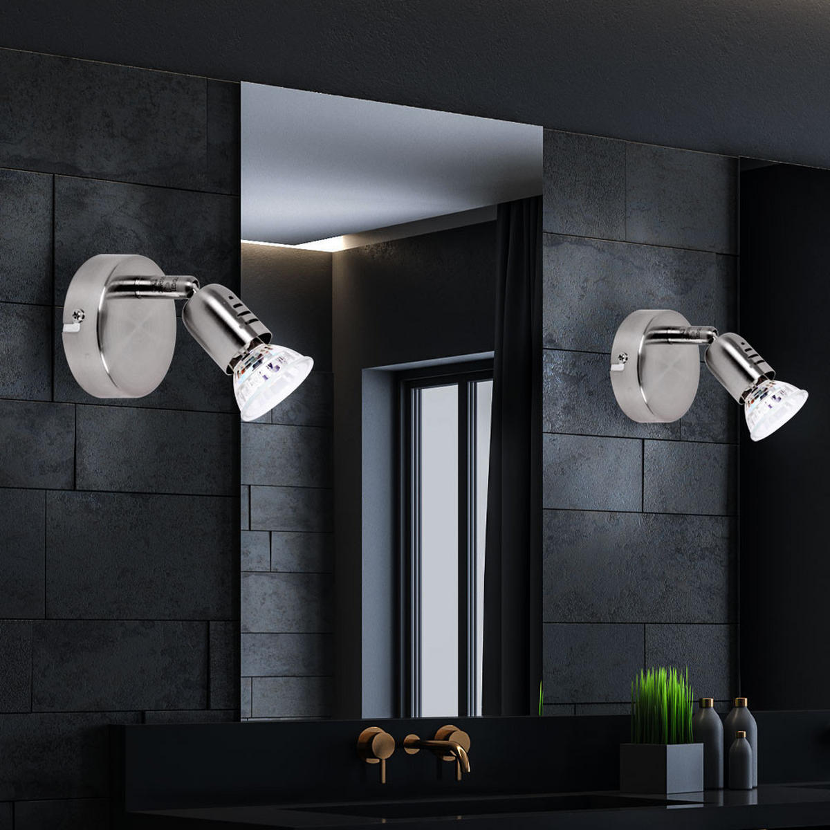 LED WANDLEUCHTE LOONA Metall Silber 2er Set - Silberfarben, Metall (8/14/8cm)