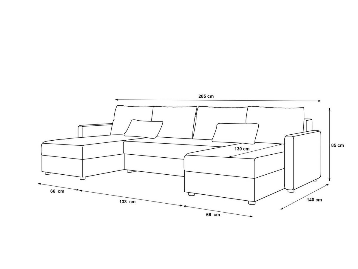 ECKSOFA MOS U BIS Itaka 15 mit Schlaffunktion - Schwarz, Textil (285/85/140cm) - Bedante