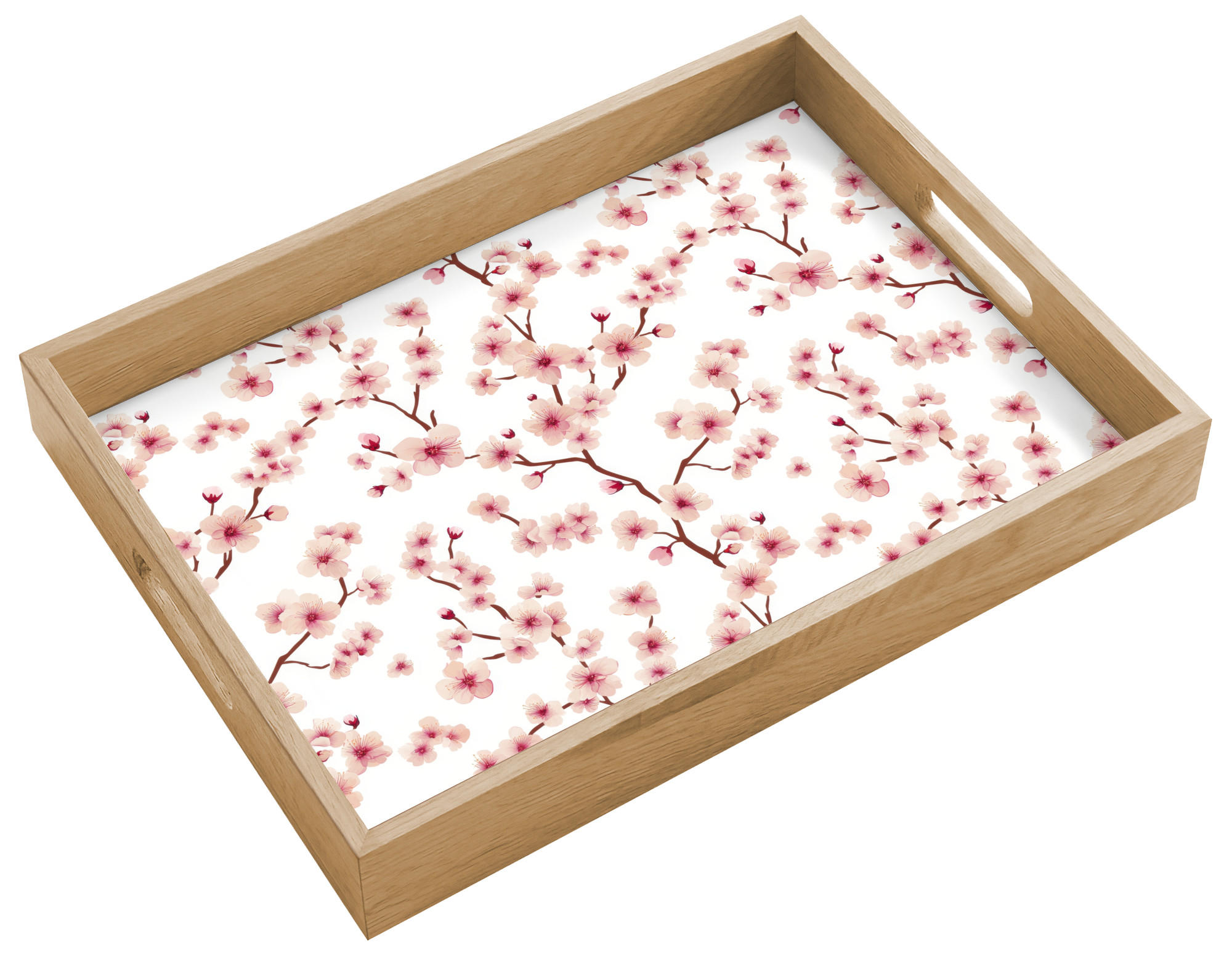 SERVÍROVACÍ PODNOS Třešňový květ - větve - růžová 40x30 cm - růžová, dřevo (40/5/5cm) - OnlyWow