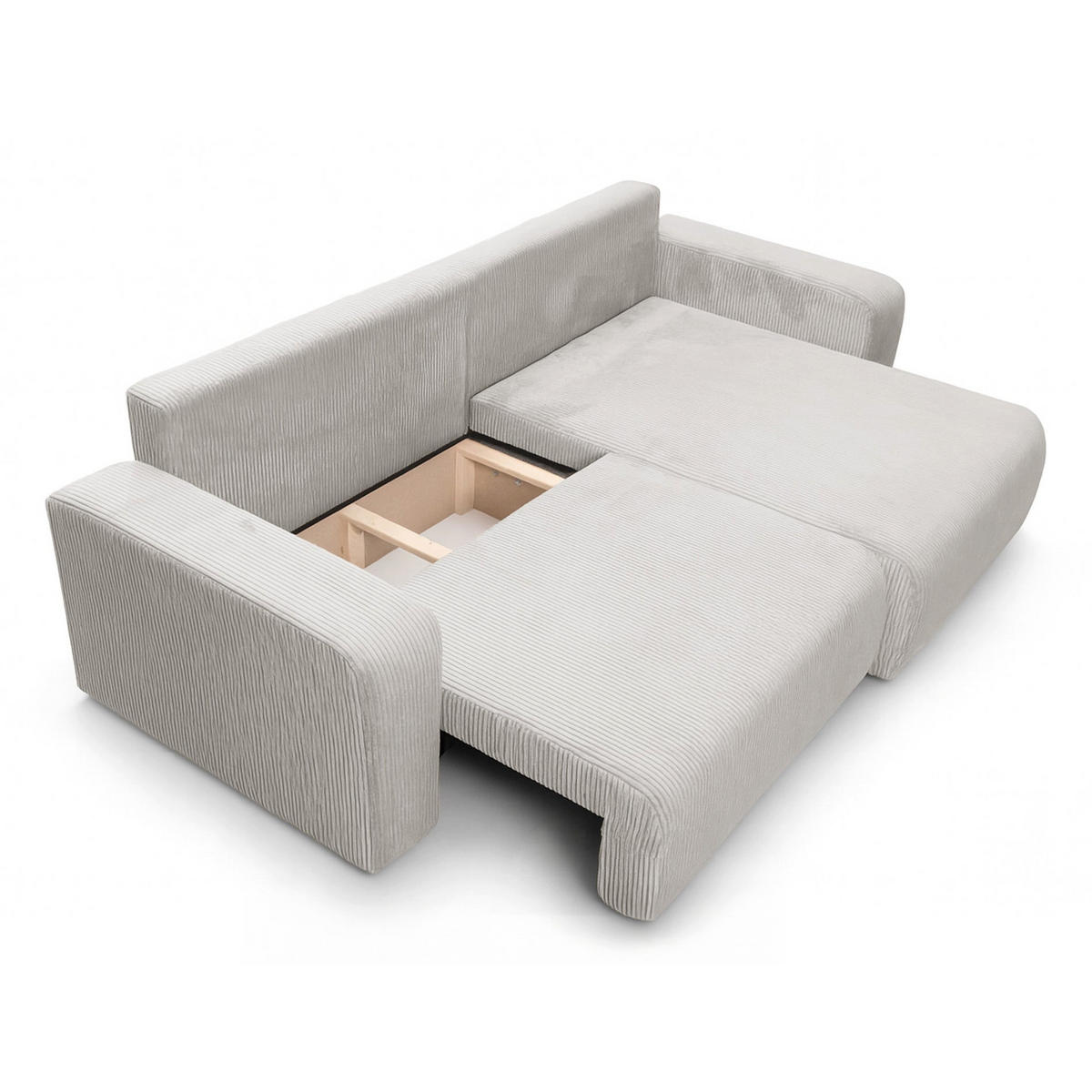 ECKSOFA mit Schlaffunktion Nellio L-Form universal mit Bettkasten Hellbeige Cord - Sandfarben/Schwarz, Kunststoff/Textil (245/145cm) - Homebook