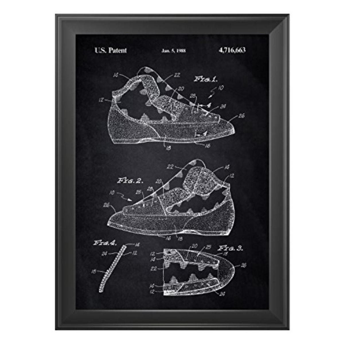 POSTER Set mit 4 Schwarz KLETTERN Patenten A4 Schwarzer Rahmen - Schwarz, Papier (29.7/3cm) - Nacnic