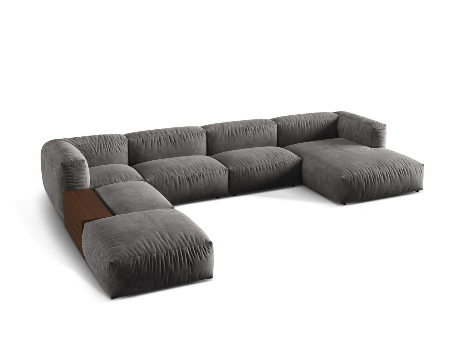 PANORAMASOFA modular links Martina aus Samt grau 5 Sitzplätze - Grau, Textil (280/75/406cm) - Micadoni