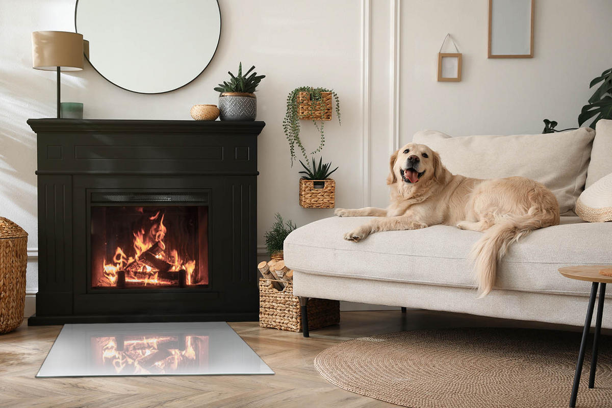 GLASPLATTE für Kamin 80x60 cm - Grau, Glas (80/60/0.4cm) - TULUP