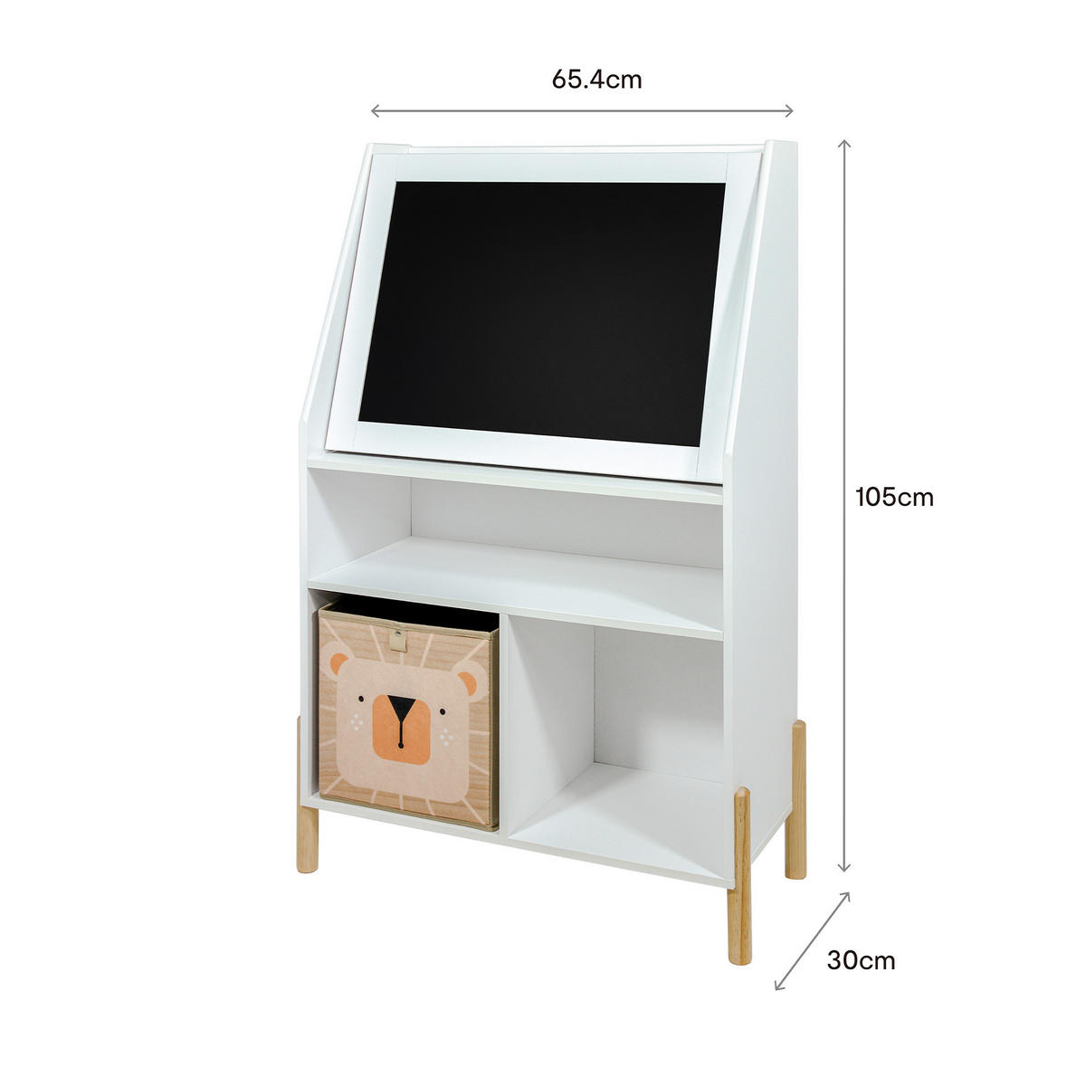 KINDERKOMMODE mit Tafel Weiß 165,5/30/105 - Weiß, Holz (65/105/30cm) - Mobili Rebecca