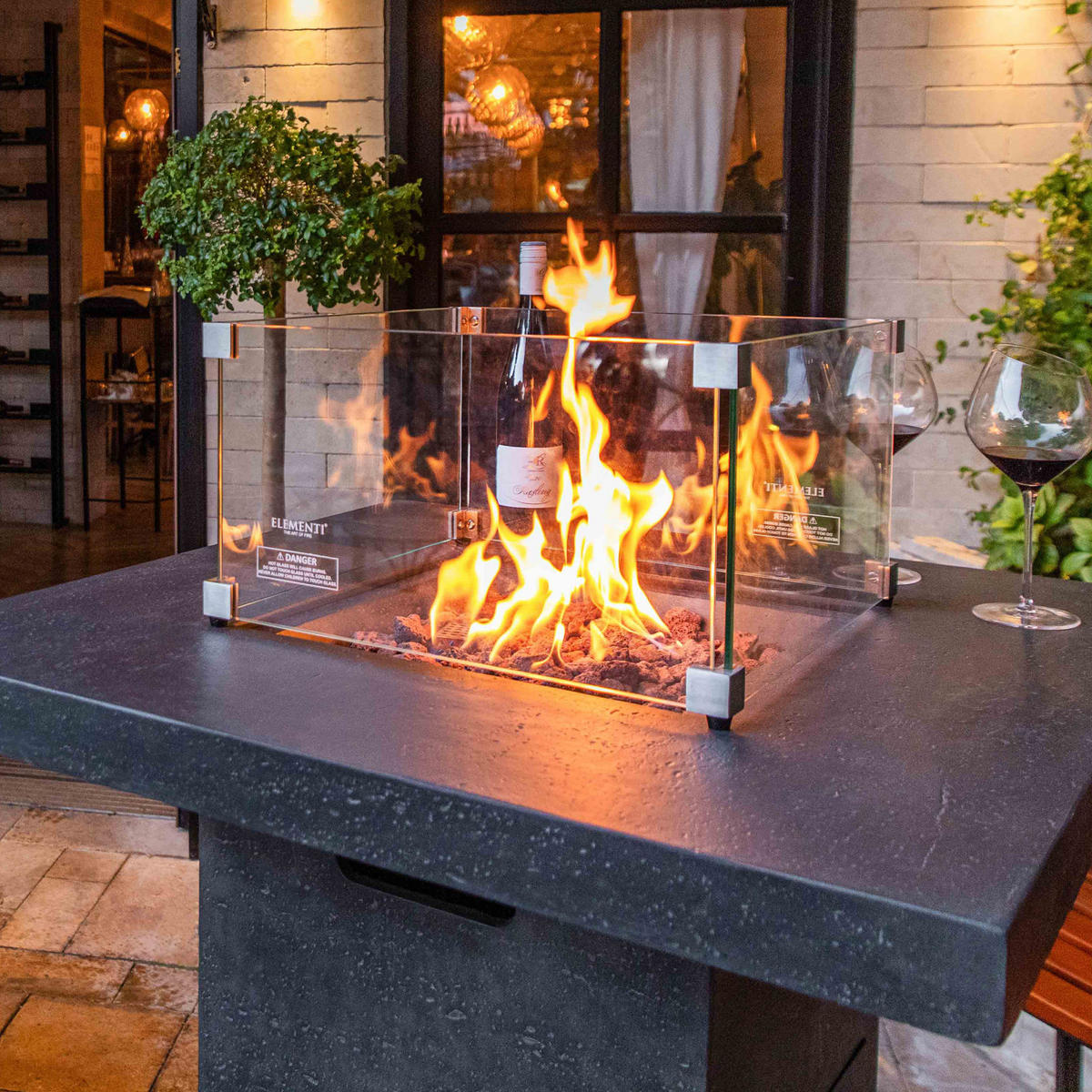 FEUERTISCH MONTREALl Bartische aus GF-Beton 56/56/106 cm - Dunkelgrau, Naturmaterialien (87/106/87cm) - Elementi