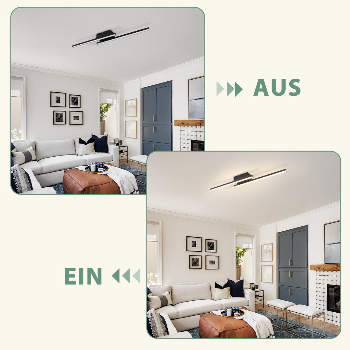 LED DECKENLEUCHTE Krythyn 61.5/7/5 cm - Schwarz, Kunststoff/Metall (61.5/7/5cm) - ZMH