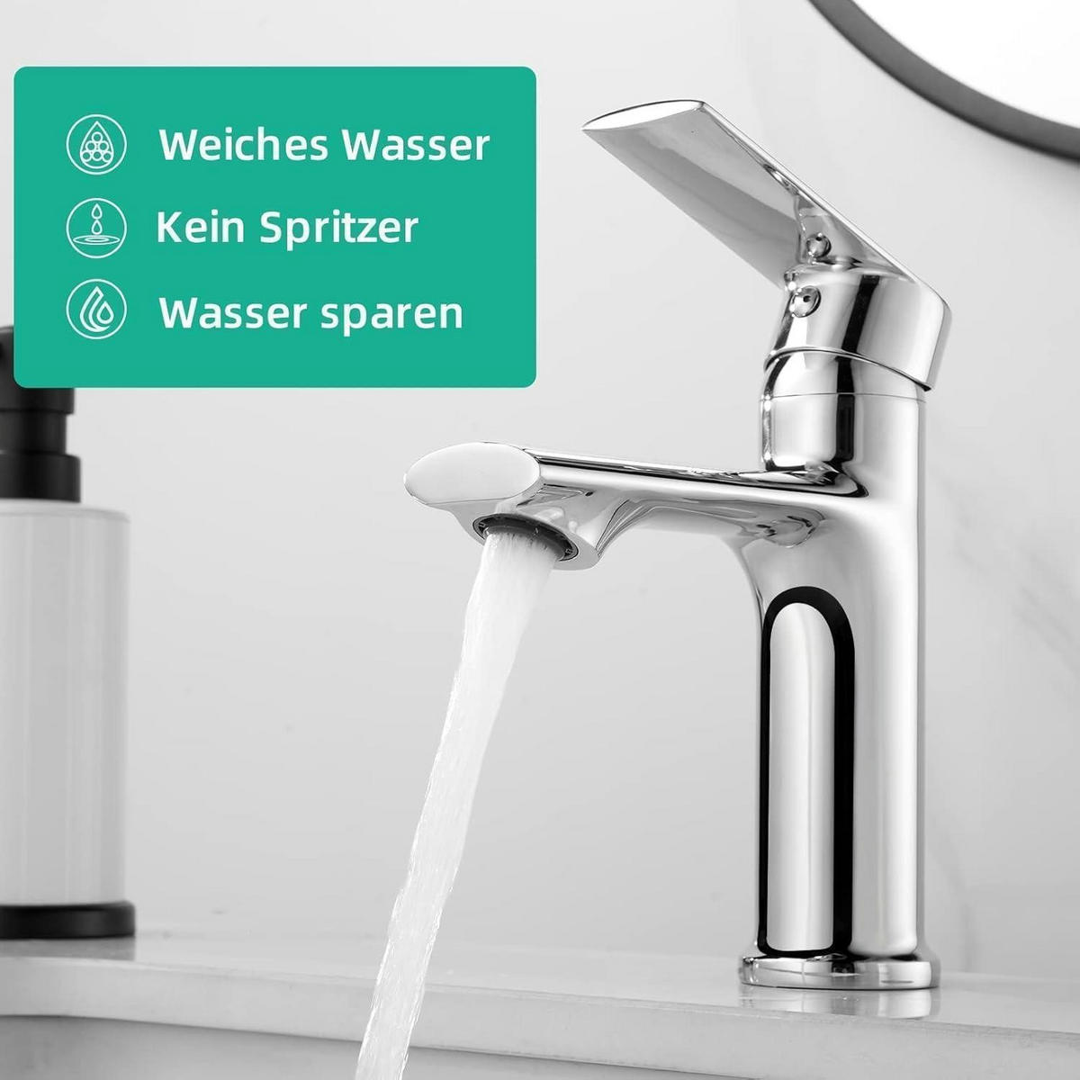 WASCHTISCHARMATUR Chrom Wassersparend - Silberfarben, Metall (1/2/1cm)