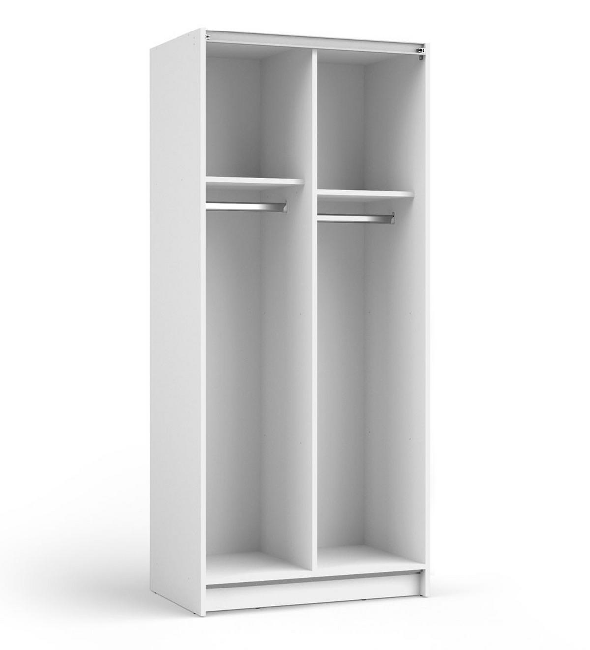 SCHWEBETÜRENSCHRANK Sofia weiß 80 / 54 / 182cm - Weiß, Holz/Holzwerkstoff (80/182/54cm) - Feldmann-Wohnen