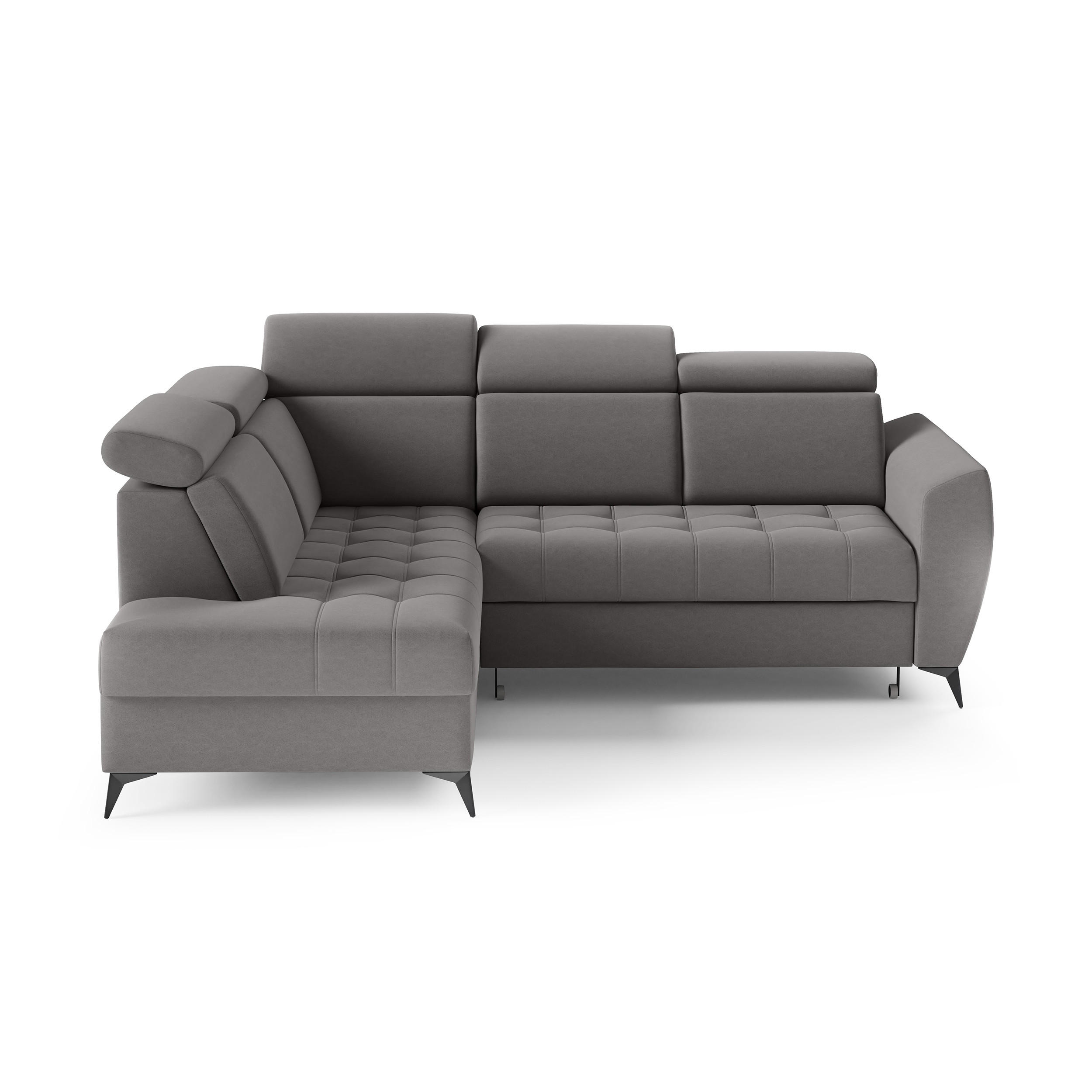 ECKSCHLAFSOFA Aurora II mit verstellbare Kopfstützen, Dunkelgrau, links - Dunkelgrau/Schwarz, Textil (266/204cm) - Beautysofa