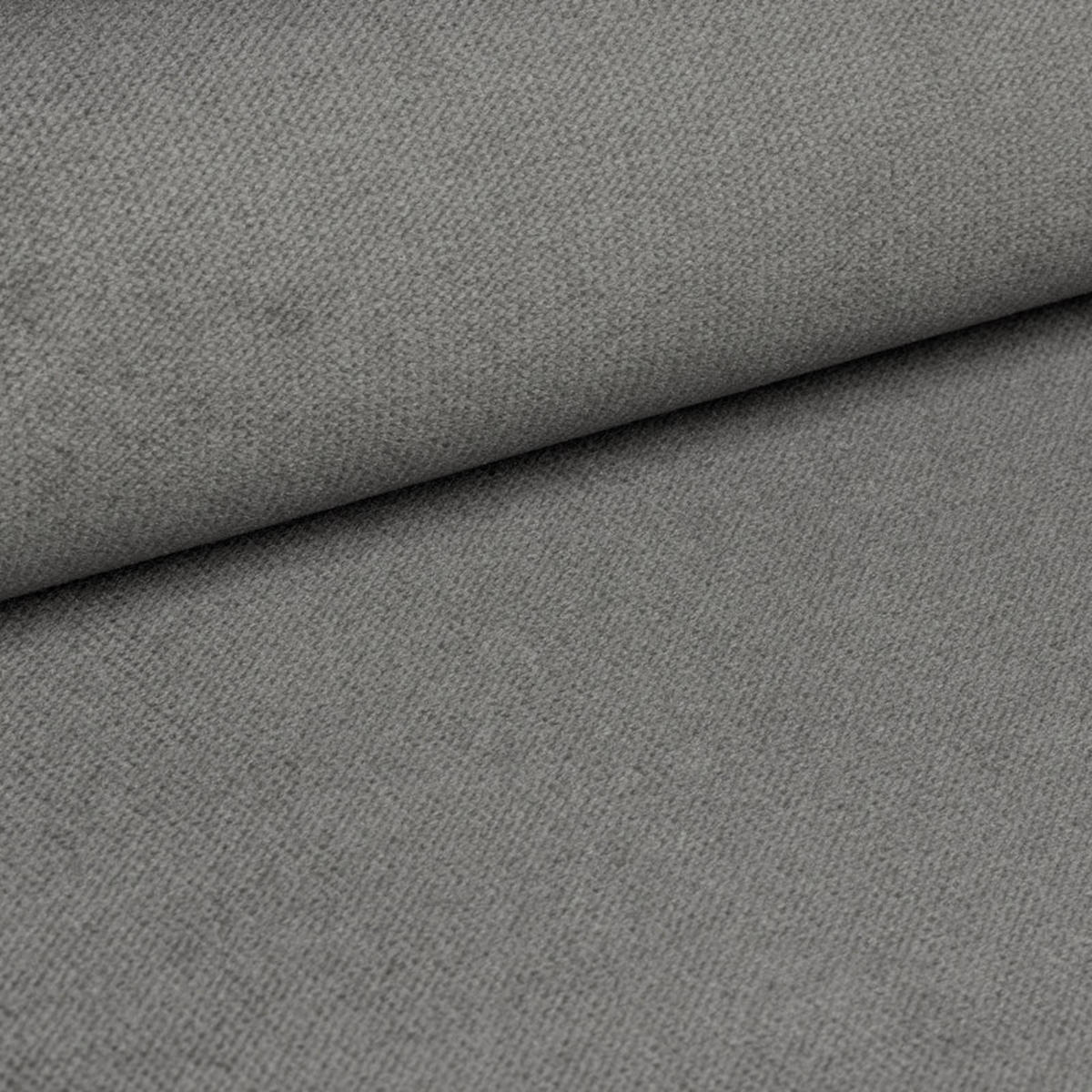 ECKSOFA OLVERA Grau Plüsch-Stoff mit Schlaffunktion - Grau, Holz (347/148cm) - MASSENO