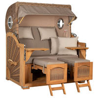 STRANDKORB XXL Düne Grande Teak Banana - Braun, Metall (142/170/95cm) - Mr. Deko