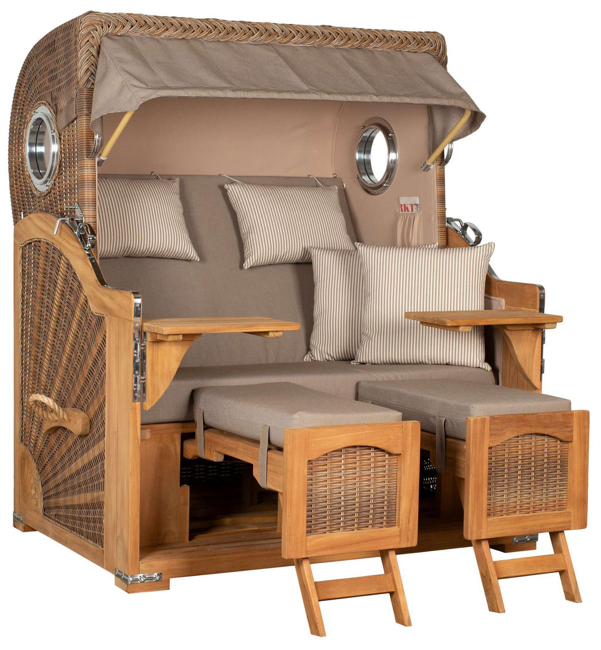 STRANDKORB XXL Düne Grande Teak Banana - Braun, Metall (142/170/95cm) - Mr. Deko