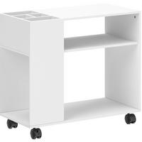 BÜCHERREGAL 70/34/60 cm in Weiß mit Rollen und offenen Ablagen - Weiß, Holz (70/60/34cm) - BEAOK