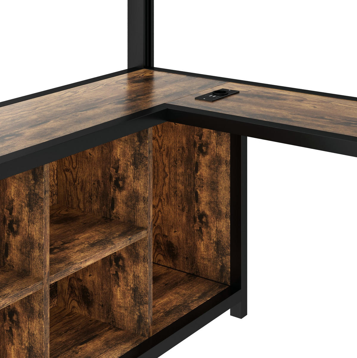METALL-HOCHBETT 140/200 cm, Schwarz mit Schreibtisch und Stauraum - Schwarz, Metall (140/200cm) - MIVRAY