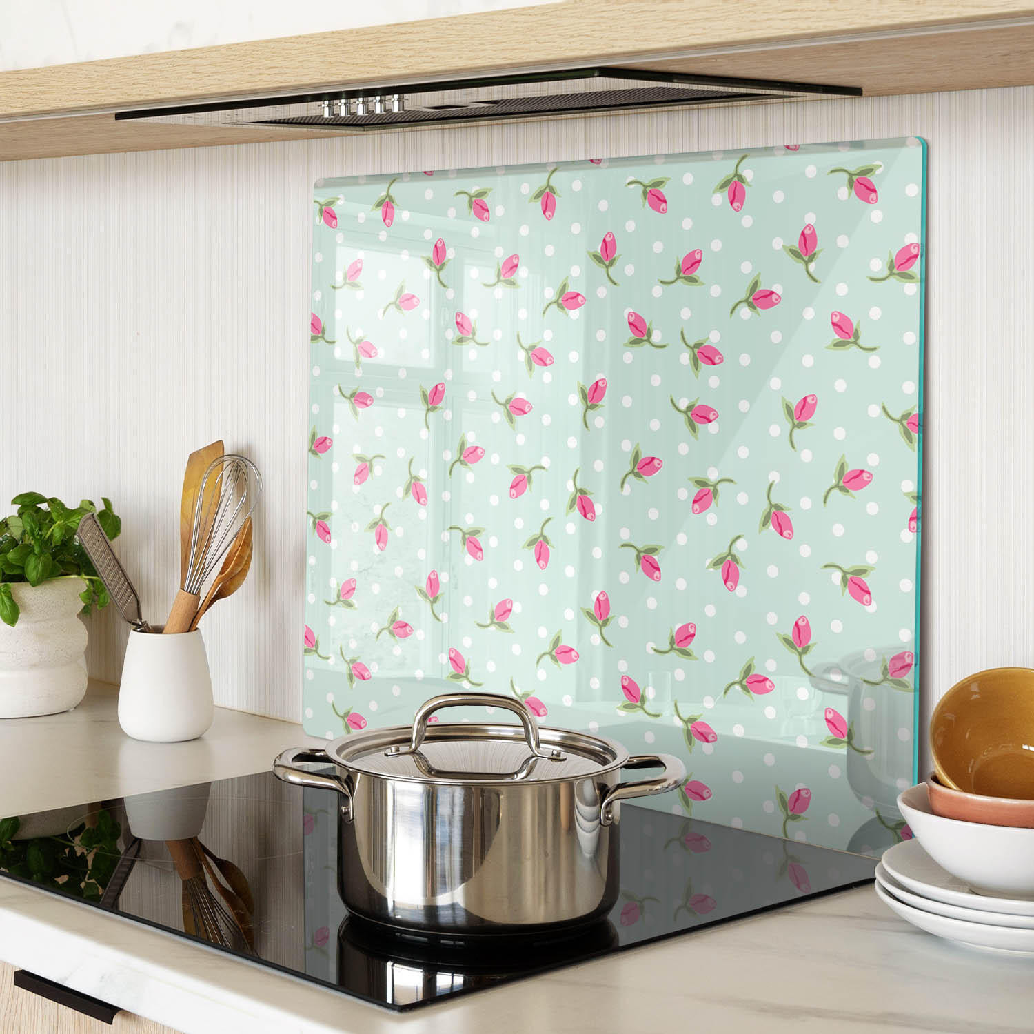 GLASPLATTE 60x52 cm Rosen - Pink, Glas (60/0.4/52cm) - TULUP